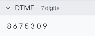 The DTMF result section badged 7 digits, showing the sequence 8 6 7 5 3 0 9