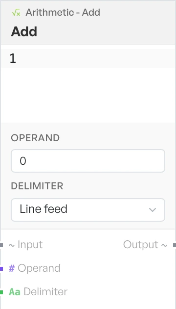 The Add block on the canvas.
