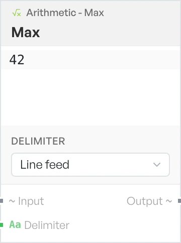 The Max block on the canvas.