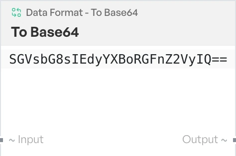 The to Base64 block on the canvas
