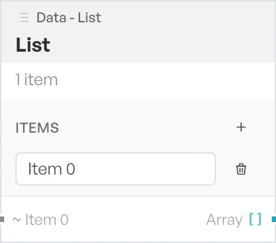 The List block on the canvas