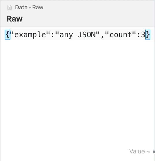 The Raw block on the canvas