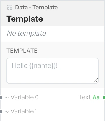 The Template block on the canvas