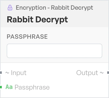 The Rabbit Decrypt block on the canvas