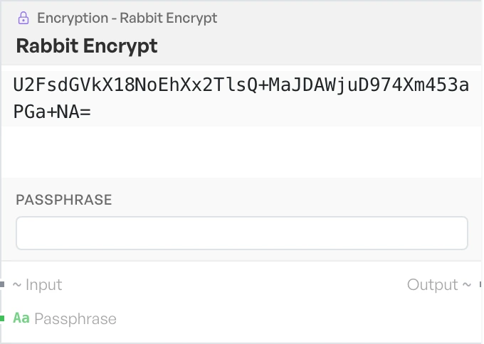 The Rabbit Encrypt block on the canvas