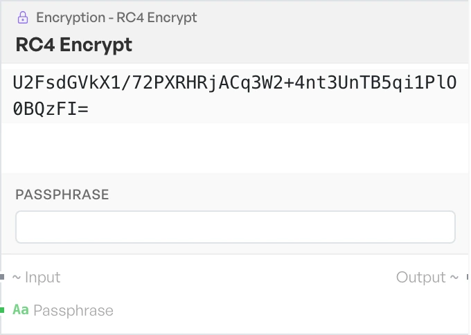 The RC4 Encrypt block on the canvas