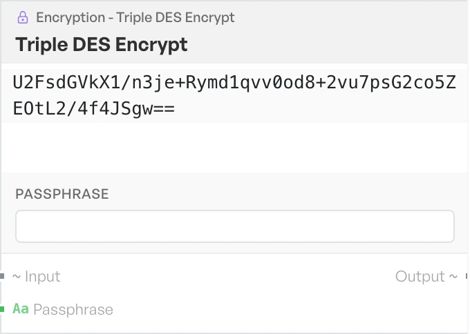 The Triple DES Encrypt block on the canvas