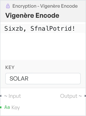 The Vigenere Encode block on the canvas