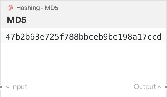 The MD5 block on the canvas