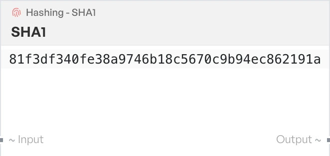 The SHA1 block on the canvas