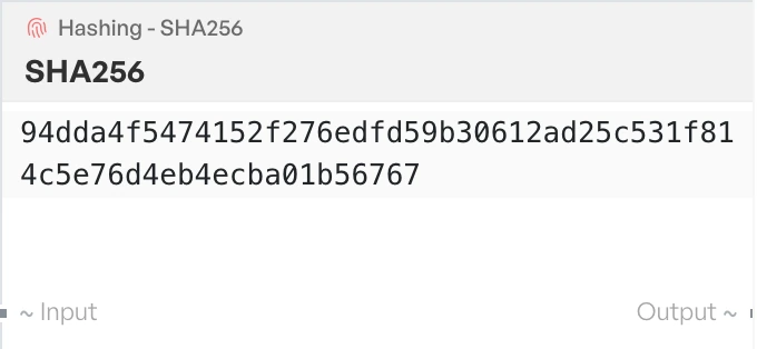 The SHA256 block on the canvas