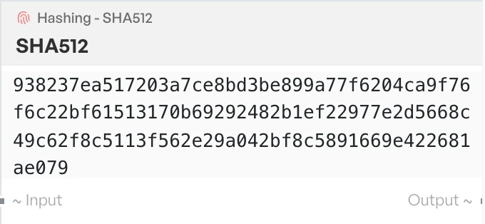 The SHA512 block on the canvas