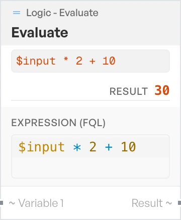 The Evaluate block on the canvas