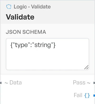 The Validate block on the canvas