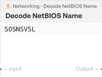The Decode NetBIOS Name block on the canvas.