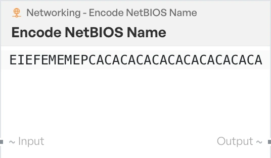 The Encode NetBIOS Name block on the canvas.