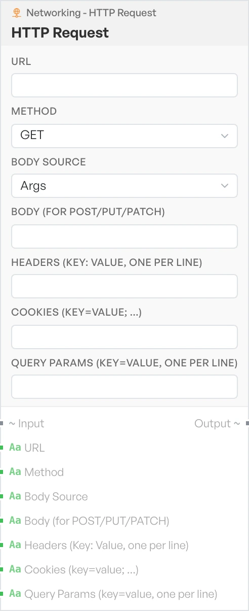 The HTTP Request block on the canvas.