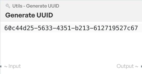 The generate UUID block on the canvas