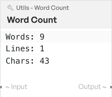 The word count block on the canvas