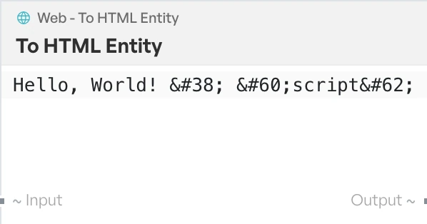 The to HTML entity block on the canvas