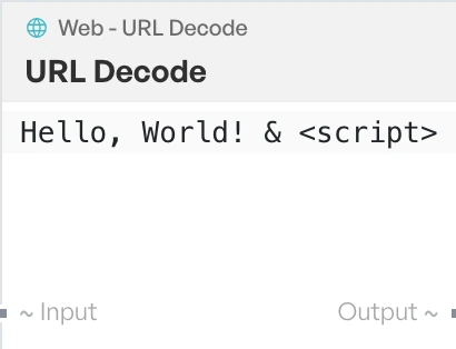 The URL decode block on the canvas