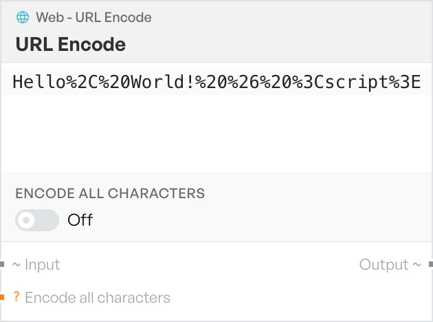 The URL encode block on the canvas