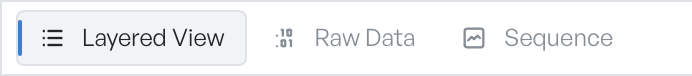 The detail pane tab bar with Layered View selected and Raw Data and Sequence tabs alongside it; Stream and Certificate are absent because the selected frame does not support them
