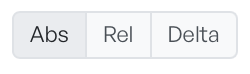 The Abs, Rel, and Delta segmented control on the toolbar with Abs selected