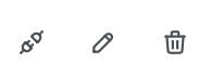 The connect, edit, and delete buttons that appear on a selected profile row