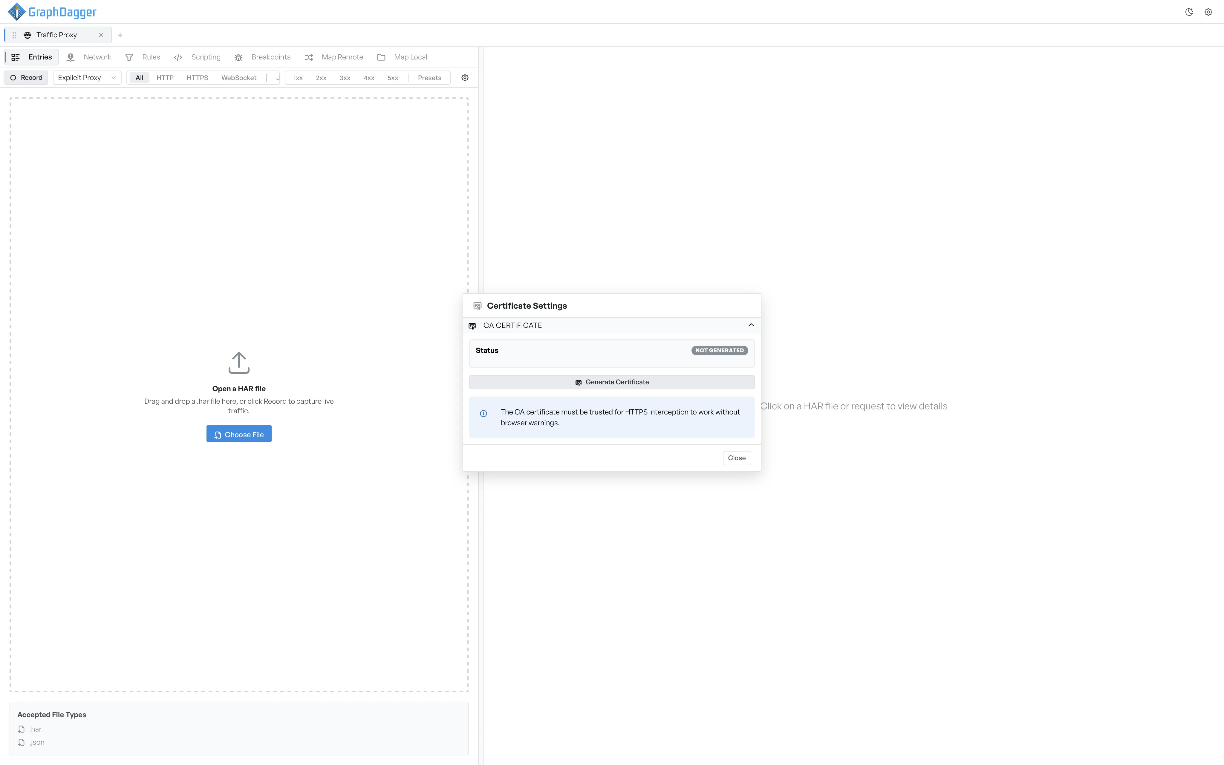 Certificate Settings with status Not Generated and a Generate Certificate button